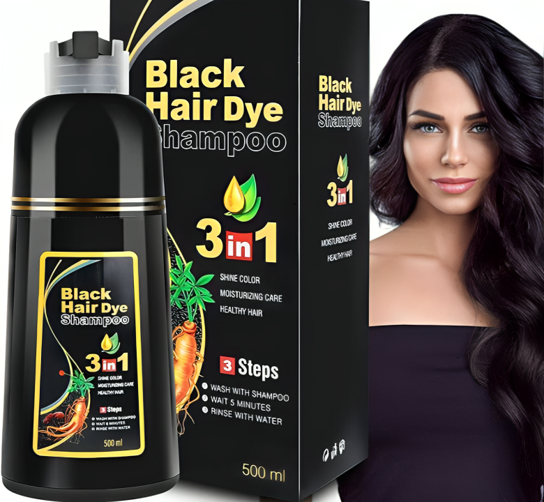 Black Hair Dye Shampoo 3 in 1 Black Coverage - Buy 1 Get 2
