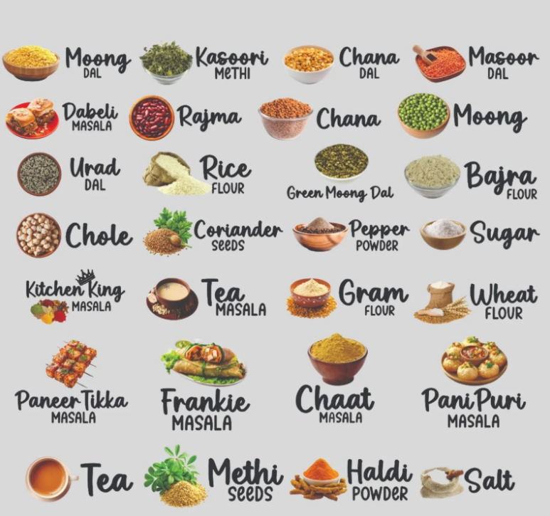 3D Waterproof Kitchen Spice Jar Label Stickers (Pack of 60 Stickers)