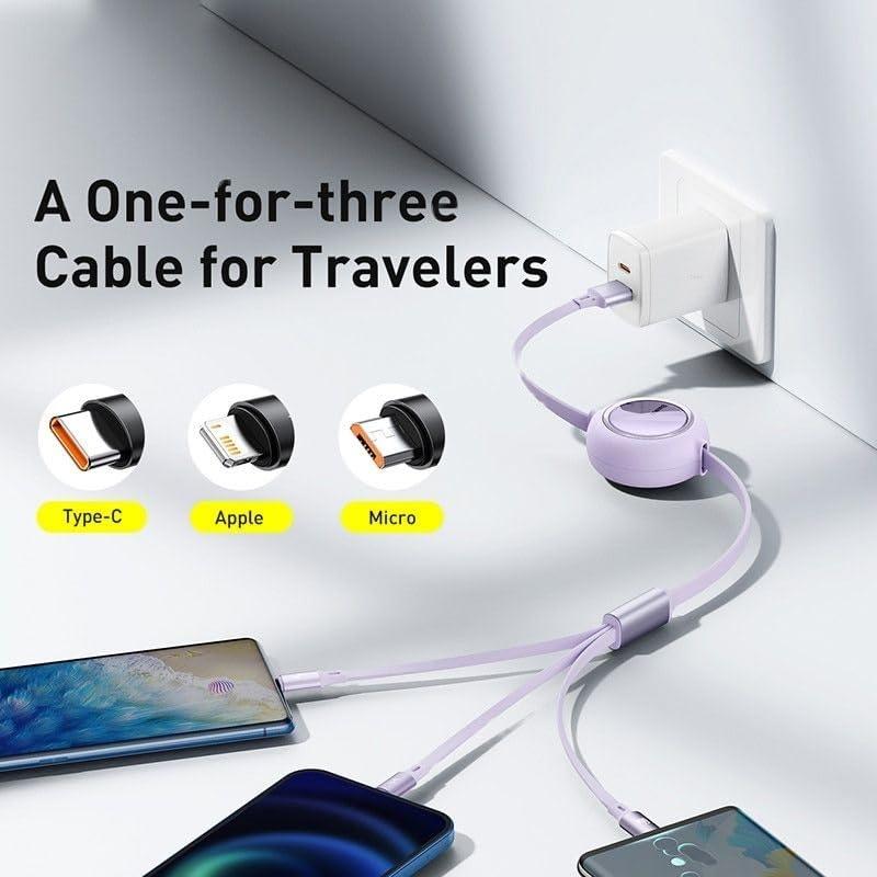 Rectractable 3 in 1 Charging Data Cable For Home And Car