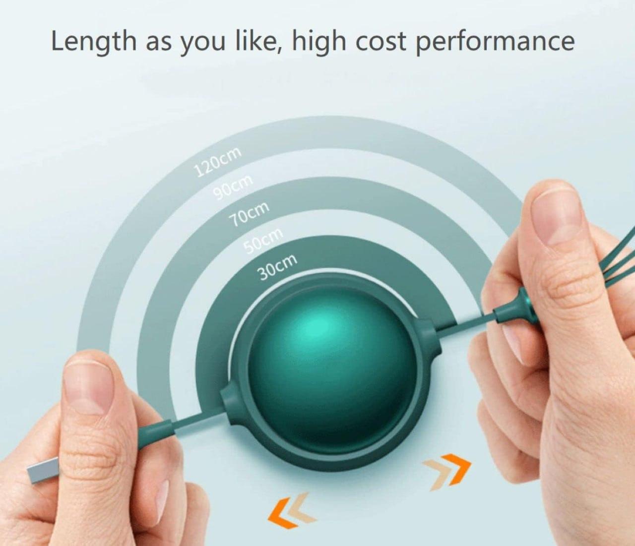 Rectractable 3 in 1 Charging Data Cable For Home And Car