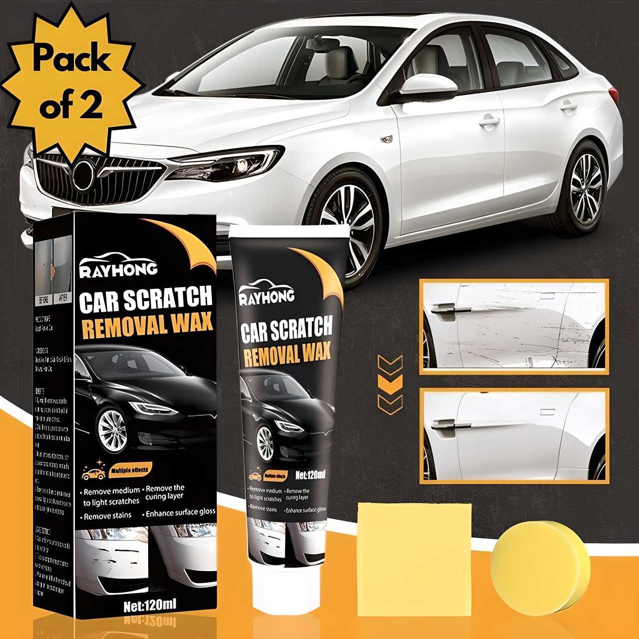 Car Scratch Removal Wax - Pack of 2