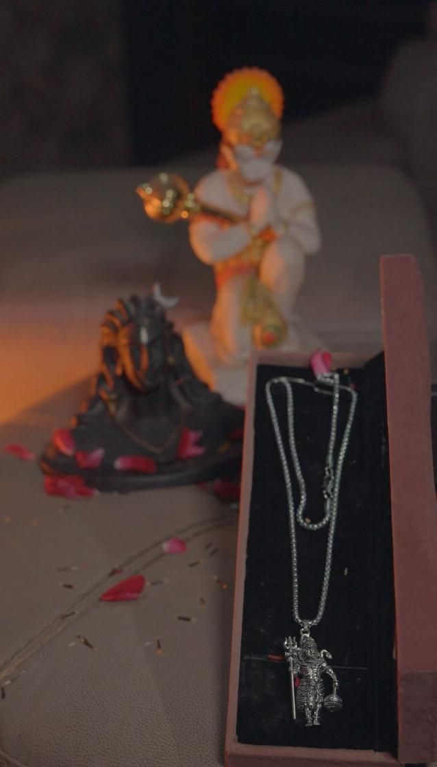 Shiva and Hanuman Pendant with Chain – Silver Coated