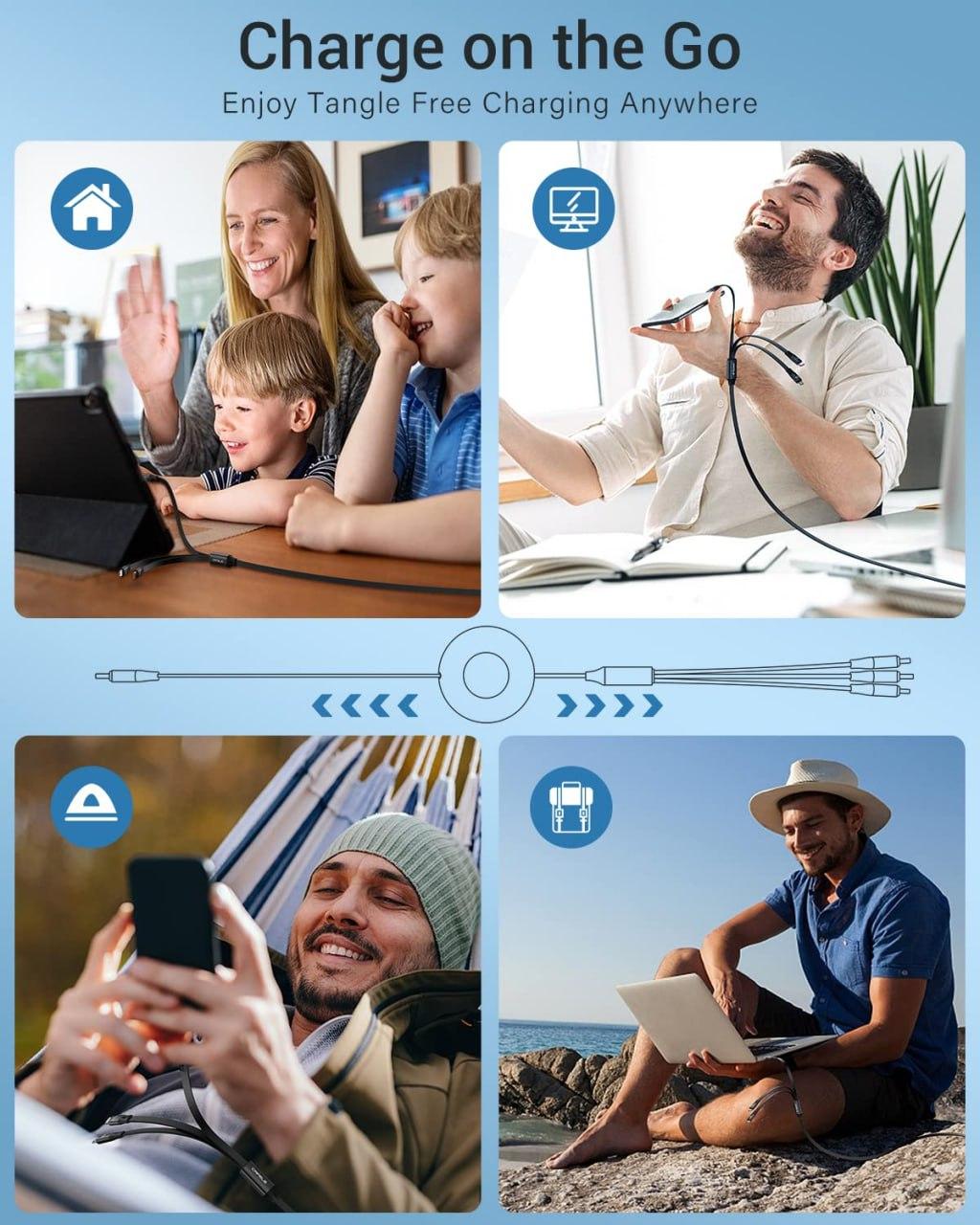 Rectractable 3 in 1 Charging Data Cable For Home And Car