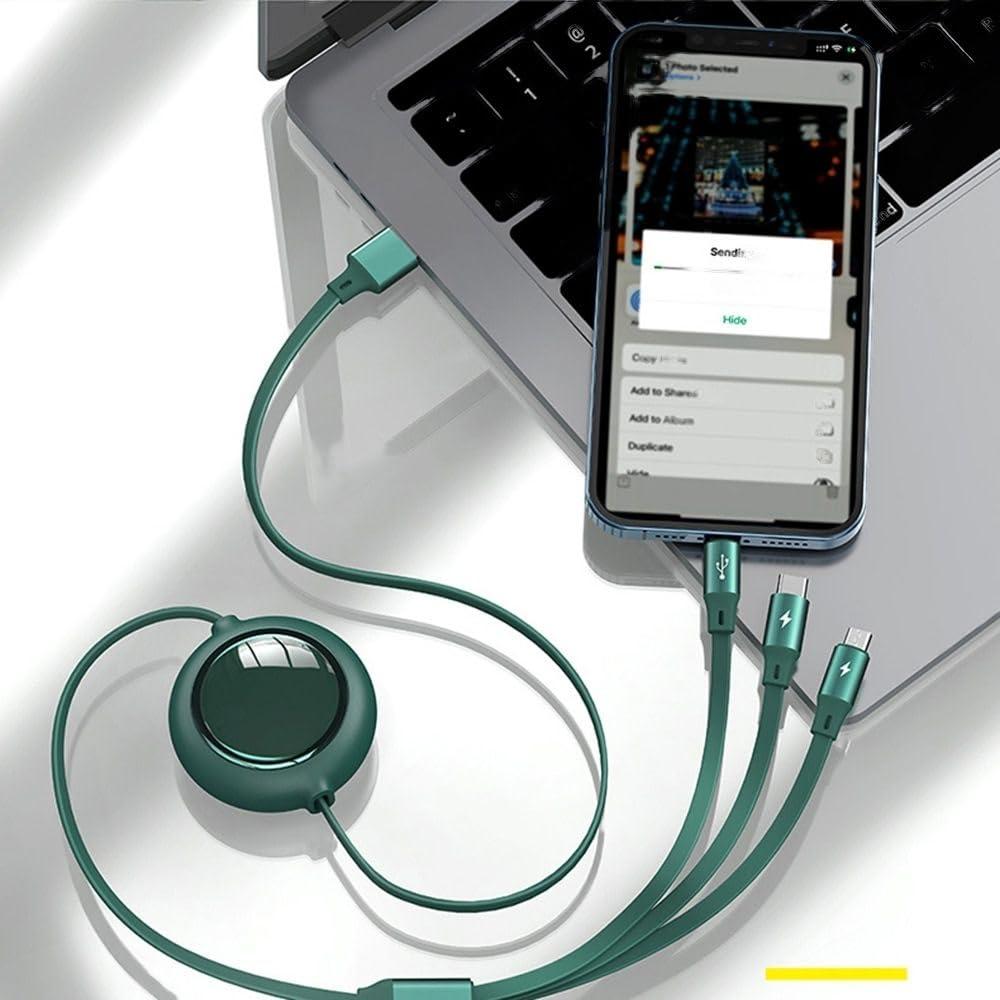 Rectractable 3 in 1 Charging Data Cable For Home And Car