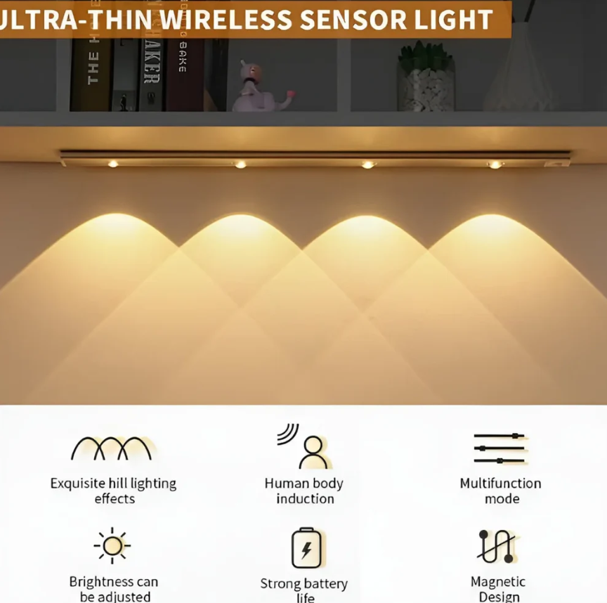 LED PIR Motion Sensor Cabinet  With USB Rechargeble