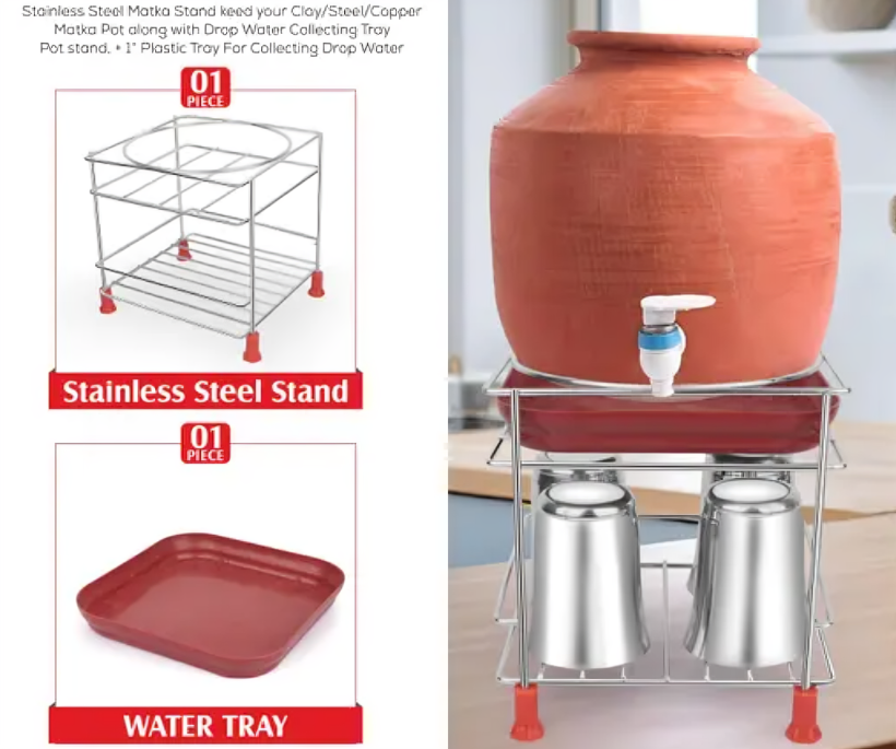 Heavy Steel Matka Stand with Free Tray